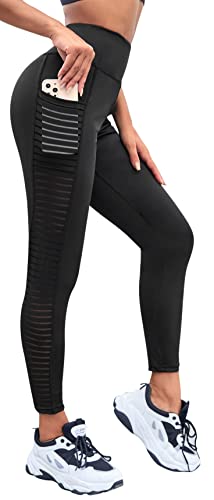 Damen Leggings Sportleggings mit hohem Bund - Yoga-Fitness-Hose mit seitlicher semi-transparenter Rippstruktur, in der Farbe Kohle - Grösse 3XL von In One Clothing