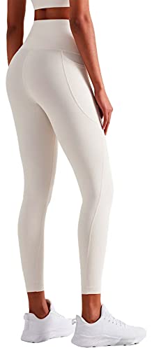 Damen Leggings Sportleggings mit hohem Bund und Handytasche in Creme Farben - Grösse XXL von In One Clothing