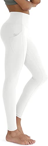 Damen Leggings Sportleggings mit hohem Bund und Zwei Seitentaschen, in der Farbe Weiss - Grösse L von In One Clothing