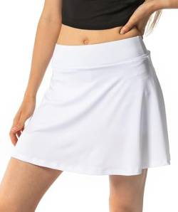 Damen Rock mit Innenshorts und Handytasche - weicher Microfaser Stoff mit knitterfreien hohem Bund - Weiss 4XL von In One Clothing