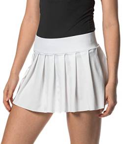 Damen Skater Mini Rock - kurzer sexy Plissee Rock für Sport, Freizeit, Büro, Party - Weiss (L) von In One Clothing