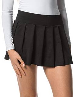 Damen Skater Mini Rock - kurzer sexy Plissee Rock für Sport, Freizeit, Büro, Party - schwarz (XXL) von In One Clothing