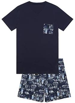 In One Clothing Jungen Schlafanzug kurz (Nachtblau, 140) von In One Clothing