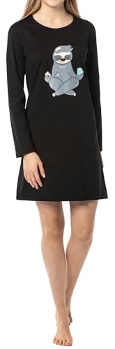 Mädchen Nachthemd mit Faultier Motiv Faultier meditiert, in der Farbe schwarz - Grösse 140 von In One Clothing