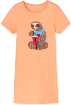Mädchen Nachthemd mit Faultier Motiv Faultier mit Popcorn in der Farbe apricot - Grösse 140 von In One Clothing