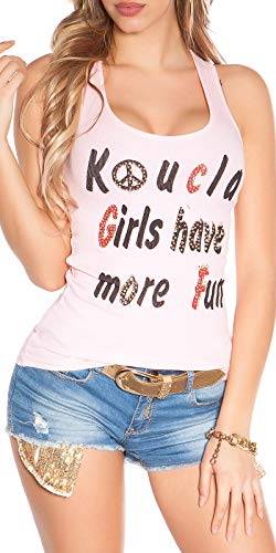 Koucla Top Tanktop Shirt mit Glitzersteinen und Nieten (Rot) (Rosa) von In-Stylefashion