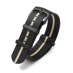 InOmak Nylon Uhrenband 18/20/22/200mm Sport Watch Armband Armband, Typ 1 Schwarzer Verschluss, 22mm von InOmak