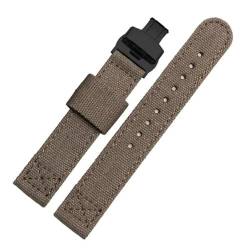 InOmak Nylon Uhrengurt 18-22mm NATO Ersatzuhr Band, Khaki Black Schnalle 1, 22mm von InOmak