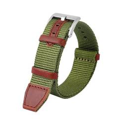InOmak Nylon Watchband 20/22mm NATO Watchgurte, Armeegrün Silber, 22mm von InOmak