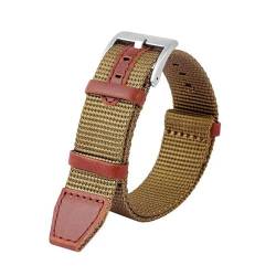 InOmak Nylon Watchband 20/22mm NATO Watchgurte, Khaki Silver Clasp, 20mm von InOmak