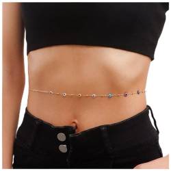 Inateannal Boho Böse Auge Taille Kette Gold Perlen Körper Bauch Kette Sommer Strand Bauch Taille Kette Nachtclub Bikini Körper Kette Schmuck Für Frauen Und Mädchen Geschenke von Inateannal