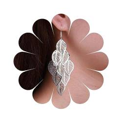 Inateannal Boho Filigrane Blatt Tropfen Ohrringe Silber Blatt Kronleuchter Ohrringe Cluster Blatt Haken Ohrringe Ethnische Super Leichte Ohrringe Schmuck Für Frauen Und Mädchen von Inateannal