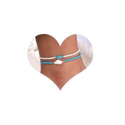 Inateannal Boho Perlen Fußkettchen Handgemachte Muschel Perlen Knöchel Armband Einstellbar Stretch Knöchel Ketten 2pcs Fußschmuck Für Frauen Und Mädchen von Inateannal