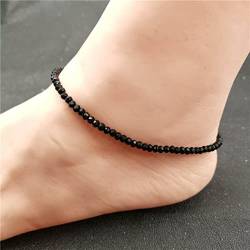 Inateannal Boho Schwarz Kristall Fußkettchen Mode Glasperlen Knöchel Armband Sommer Strand Knöchel Ketten Fußschmuck Für Frauen Und Mädchen von Inateannal