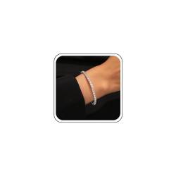 Inateannal Cubic Zirkonia Tennisarmband Silber Strass Armreif Armband Kristall Offen Manschette Armband Funkelnde Cz Brautarmband Schmuck Für Frauen Und Mädchen von Inateannal