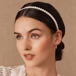 Inateannal Mode-Perlen-Stirnband für Hochzeit, Braut, rutschfeste Kunstperlen, Hoop-Haarbänder, Tiara, Haarschmuck für Frauen und Mädchen von Inateannal