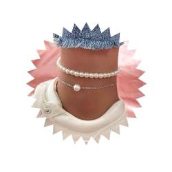 Inateannal Perle Knöchel Armband Doppelt Geschichtet Perle Perlen Fußkettchen 2 Stück Sommer Strand Fuß Kette Schmuck Für Frauen Und Mädchen von Inateannal