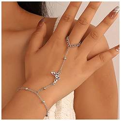 Inateannal Schmetterling Fingerring Armband Schmetterling Silber Schmetterling Handgelenk Armband Schmetterling Sklave Armband Vintage Finger Kette Armband Schmuck Für Frauen Und Mädchen von Inateannal