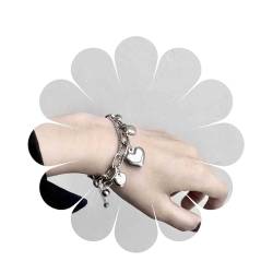 Inateannal Silber Herz Armband Büroklammer Link Kette Armband Geschichtet Perlen Kette Armband Hip-Hop-Schmuck Für Frauen Teenager-Mädchen von Inateannal