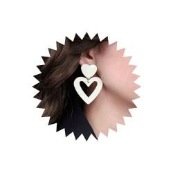 Inateannal Vintage Herz Ohrringe Weißes Herz Baumeln Ohrringe Doppel Herz Ohrstecker Ohrringe Hohl Liebe Herz Ohrringe Schmuck Für Frauen Und Mädchen von Inateannal