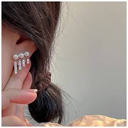 Inateannal Vintage Kristall Perle Ohrclimber Ohrringe Gold Perle Quaste Ohrringe Cz Strass Tropfen Ohrringe Perle Hochzeit Ohrstecker Schmuck Für Frauen Und Mädchen von Inateannal