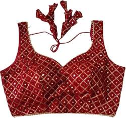 Indian Hawker Women's Party Wear Bollywood Pure Georgette Readymade Style Saree Blouse Crop Top Choli - Maroon,40 von Indian Hawker