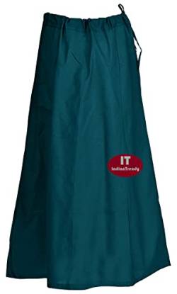 Indischer Trendy Sari Petticoat Baumwolle genäht verstellbare Taille Saree Unterrock Futter Rock - Blau - Einheitsgröße (Taille: 26" - 42" || Länge: 38") von Indian Trendy