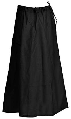 Indischer Trendy Sari Petticoat Baumwolle genäht verstellbare Taille Saree Unterrock Futter Rock - Schwarz - Einheitsgröße (Taille: 26" - 42" || Länge: 38") von Indian Trendy