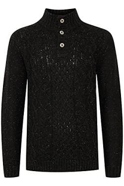 Indicode Benat Herren Strickpullover Troyer Grobstrick Pullover mit Stehkragen, Größe:M, Farbe:Black (999) von Indicode