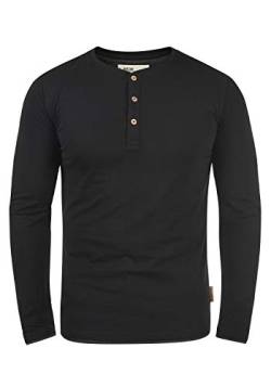 Indicode Gifford Herren Longsleeve Langarmshirt Shirt Mit Grandad-Ausschnitt, Größe:L, Farbe:Black (999) von Indicode