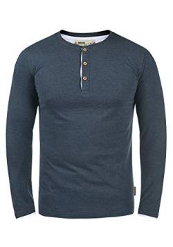 Indicode Gifford Herren Longsleeve Langarmshirt Shirt Mit Grandad-Ausschnitt, Größe:L, Farbe:Navy Mix (420) von Indicode