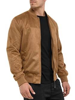 Indicode Herren Abbott Velours-Kunstleder Jacke | Herrenjacke Wildleder-Look für Männer Brown M von Indicode