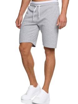 Indicode Herren Aldrich Sweatshorts mit Kordelzug | Herrenshorts Sportshorts für Männer Lt Grey Mix M von Indicode