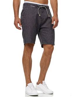 Indicode Herren Alonso Shorts aus Leinen & Baumwolle | Männer Freizeitshorts für Männer Navy L von Indicode