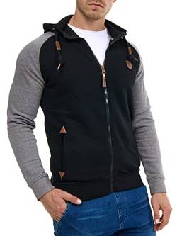 Indicode Herren Arbutus Kapuzensweatjacke | Hoodie Kapuzenpullover Pulli für Männer Black M von Indicode