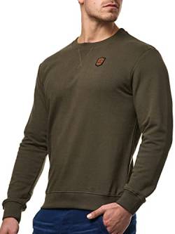 Indicode Herren Beechen Sweatshirt mit RIPP-Bündchen | Herren Sweater Pullover für Männer Army XL von Indicode