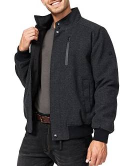 Indicode Herren Bob Winterjacke aus 50% Wolle | Herrenjacke Jacke Männer Mini Herringbone Black L von Indicode