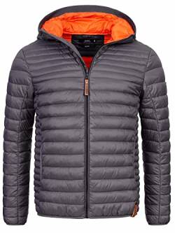 Indicode Herren Bowers Steppjacke in Daunenjacken-Optik | Winterjacke Übergangsjacke Dk Grey XL von Indicode