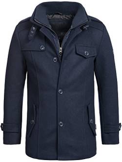 Indicode Herren Brandon Kurzmantel mit Stehkragen | Herrenmantel Wollmantel Mantel Männer Navy L von Indicode