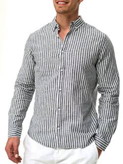 Indicode Herren Brayden Hemd gestreift mit Button-Down-Kragen | Herrenhemd Männerhemd Navy XXL von Indicode