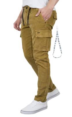 Indicode Herren Cord Hose Cargohose Cargo Hose Baumwolle Cordhose Jogger, Rubber, Gr.XXL von Indicode