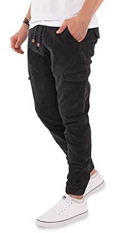 Indicode Herren Cord Hose Cargohose Sydney Baumwolle Cordhose Chino Jogger (Black, M) von Indicode