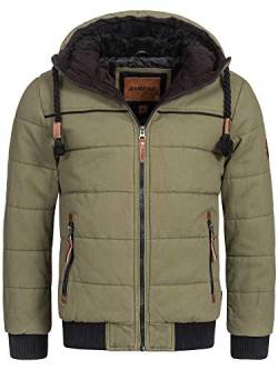 Indicode Herren Cowdell Winterjacke m. Teddy-Futter Kapuze | Winterparka Herrenjacke Army M von Indicode