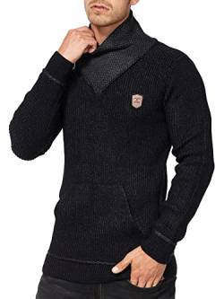 Indicode Herren Dane Grobstrick Winterpullover mit Schalkragen | Herrenpullover Strick Black S von Indicode