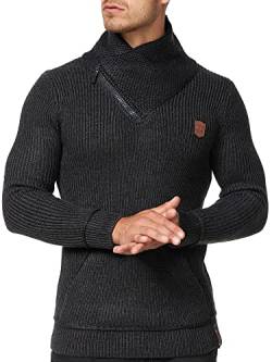 Indicode Herren Dane Grobstrick Winterpullover mit Schalkragen | Herrenpullover Strick Raven L von Indicode