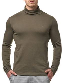 Indicode Herren Eagon Langarmshirt mit Rollkragen | Langarm Shirt Longsleeve für Männer Army M von Indicode