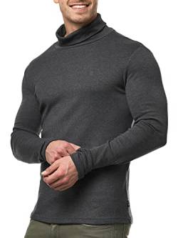 Indicode Herren Eagon Langarmshirt mit Rollkragen | Langarm Shirt Longsleeve für Männer Charcoal Mix XL von Indicode
