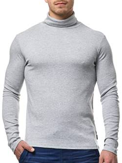 Indicode Herren Eagon Langarmshirt mit Rollkragen | Langarm Shirt Longsleeve für Männer Grey Mix L von Indicode