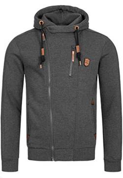 Indicode Herren Elm Kapuzensweatjacke | Herrenhoddie Hoodie Kapuzenpullover Männer Charcoal Mix M von Indicode