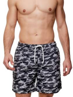 Indicode Herren Ferguson Badehose mit 3 Taschen und Tunnelzug | Badeshorts für Männer Dired Camouflage XL von Indicode